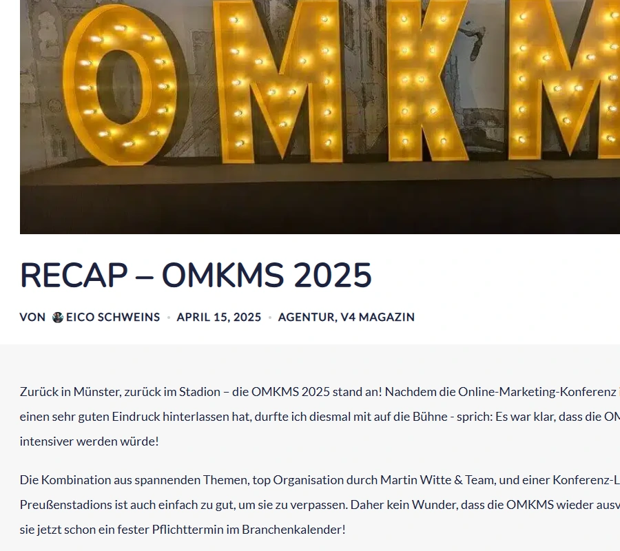 Der Recap von V4 Visions zur OMKMS 2025 im Münsteraner Preußenstadion